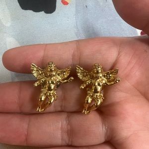 Vintage Baby Angel Earrings -Gold Shade